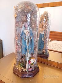 Antica Immacolata  cartapesta in campana di vetro