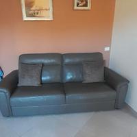 Divano 3 posti vera pelle color tortora poltrone s