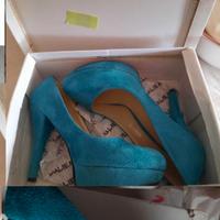 Scarpe donna  38 verde pavone 12 cm