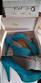 Scarpe donna  38 verde pavone 12 cm