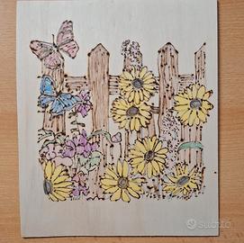 quadretto decorativo  con stampa floreale etc..