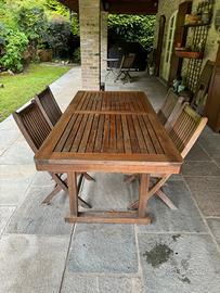 tavolo teak Unopiu Chelsea allungabile + 6 sedie