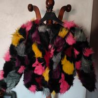 Cappotto in pelliccia eco multicolore