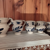 6 boccali vintage, in ceramica bianca e blu