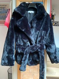 Lussuoso Cappotto Ecopelliccia Nera Conbipel  Tg42