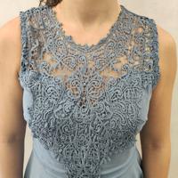 Vestito donna femminile scollato blu foschia