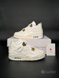 Air Jordan 4 Metallic Gold, sail bianche, oro 35.5