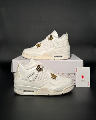 Air Jordan 4 Metallic Gold, sail bianche, oro 35.5