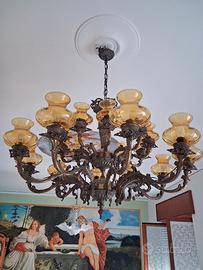 Lampadario antico in ottone  originale 