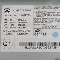 A1698700689 AUTORADIO MERCEDES CLASSE B 200 W245 2