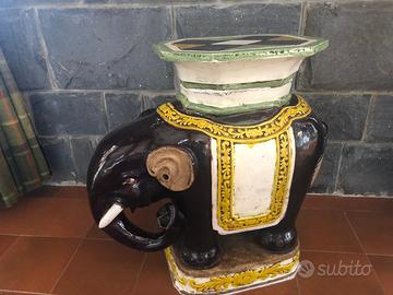 Elefantino portavaso tavolino terracotta vintage