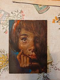 Luigi Anelli - Olio su tela volto femminile