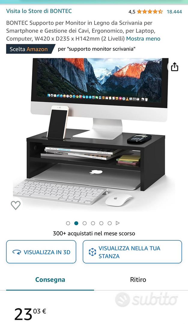 BONTEC Supporto per Monitor in Legno, da Scrivania con –