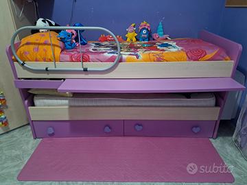 Doppio letto "Colombini" con cassetti e scrivania 