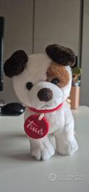 Peluche cane Trudi bianco e marrone con collare ro