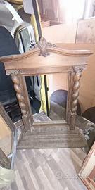 Cornice Specchiera Antica in Legno Massiccio con C