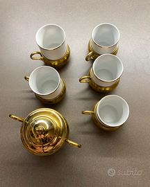 Tazzine anni ‘60 ottone e ceramiche e  zuccheriera