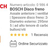 Bosch dischi freno anteriore