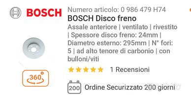 Bosch dischi freno anteriore
