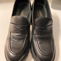 Scarpa mocassino con tacco pelle nera Temy 38
