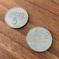 2 monete da collezione 5 Franchi Einstein