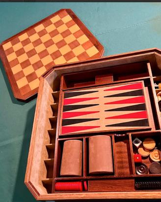 RAROsetGIOCOtavoloBACKGAMMONdamaLEGNOacaciaVINTAGE