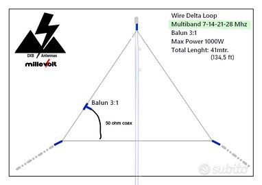 ANTENNA DELTA LOOP MULTIBANDA HF 40-20-15-10-6