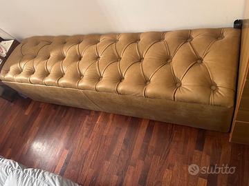 Letto E Cassapanca biancheria  in pelle  chester