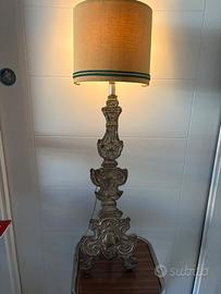 candeliere  800 legno rivestito lamina di metallo