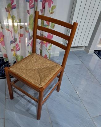 set di 4 sedia legno e paglia