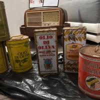 Set di latte anni 80 di olio di oliva.