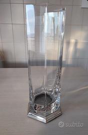 Vaso di cristallo base argento