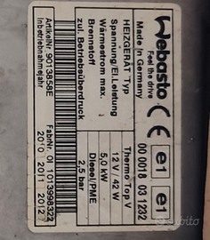 Webasto Thermo Top V. Cod. 9013858E