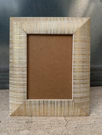 Cornice in legno foto oro e bianco shabby 13x18 cm