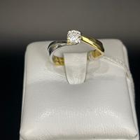 Anello oro giallo e bianco con diamante
