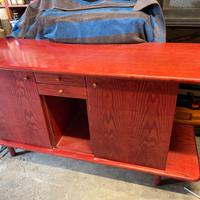 Bobile legno rosso e specchio