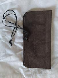 Porta Tabacco in pelle scamosciata verdone Nuovo