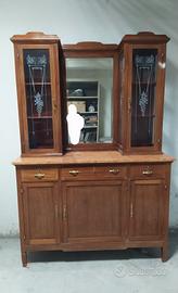 credenza con cristalliera e tavolo di marmo 