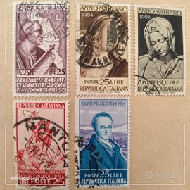 5 francobolli italiani usati del 1954
