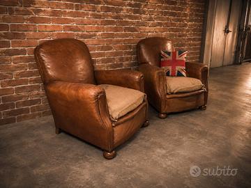 Coppia Poltrone Chester Chesterfield club cuoio 