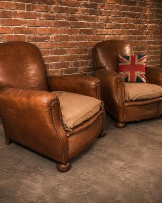 Coppia Poltrone Chester Chesterfield club cuoio 