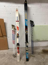 2 paia  SCI Vintage Ski Trab +bastoncini +attacchi