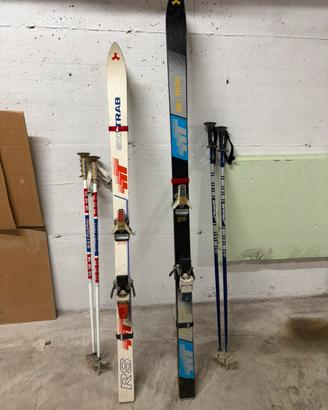 2 paia  SCI Vintage Ski Trab +bastoncini +attacchi