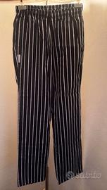 Pantaloni da cuoco marca EGO neri a righe bianche