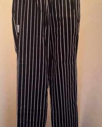 Pantaloni da cuoco marca EGO neri a righe bianche