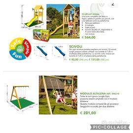 torre gioco con altalena e scivolo da giardino