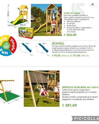 torre gioco con altalena e scivolo da giardino