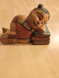 coppia fermalibri vintage in legno 