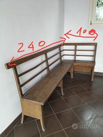 Panca ad angolo in noce massiccio