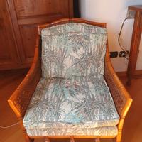 Set poltrone vintage in legno e rattan